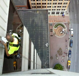 Skyscraper top down side